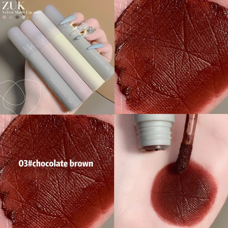 

Milk Tube Lip Glaze Velvet Matte Lipstick Waterproof Long-lasting Easy To Color Lip Gloss Mud Makeup TSLM1