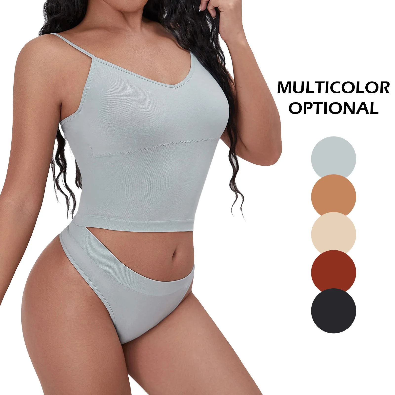 

Women Seamless Bra Set Sexy Thong Low Waist Panties Wire Free Bra Bralette Lingerie Brassiere Cotton Female Underwear Set