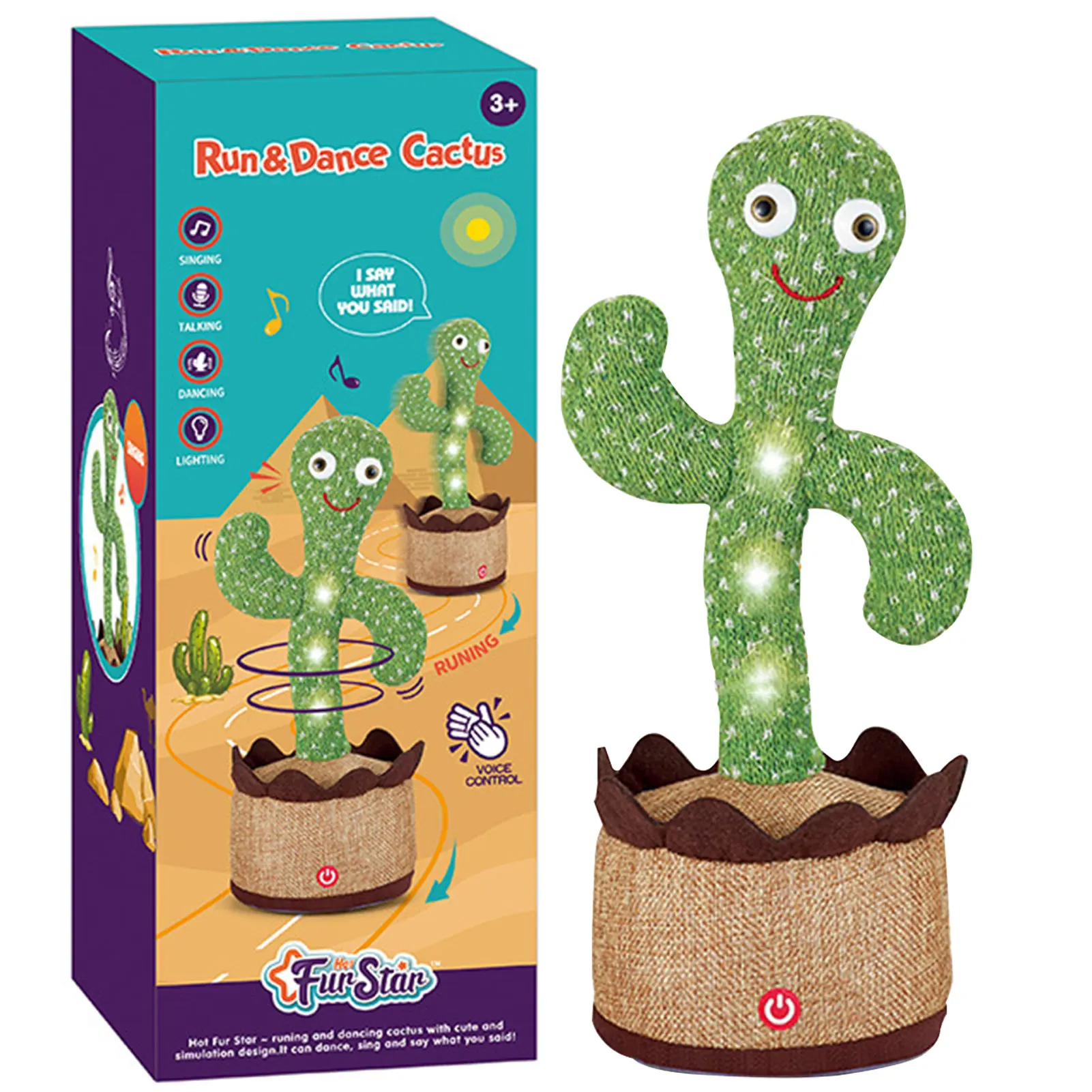 

Lovely Dancing Cactus Talking Toy USB Charging Sound Record Repeat Doll Kawaii Cactus Kids Education Toys Gift Birthday Present