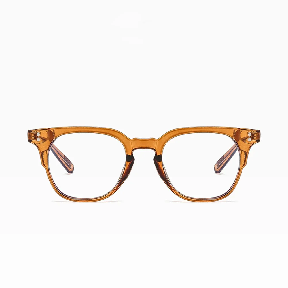 Light Brown Flat-topped Round Vintage Literary Full-rim Photochromic Progressive Multifocal Reading Glasses +0.75 To +4