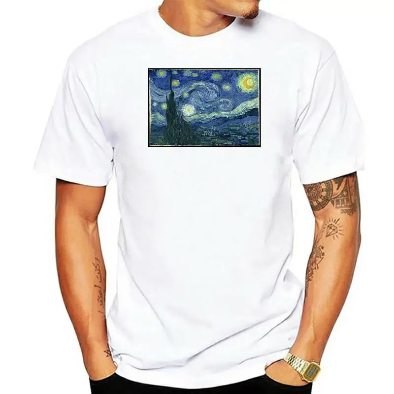

Van Gogh Starry Night Famous Impressionist Art T-Shirt Newest Men'S Funny Fashion Classic Band Shirts harajuku tees
