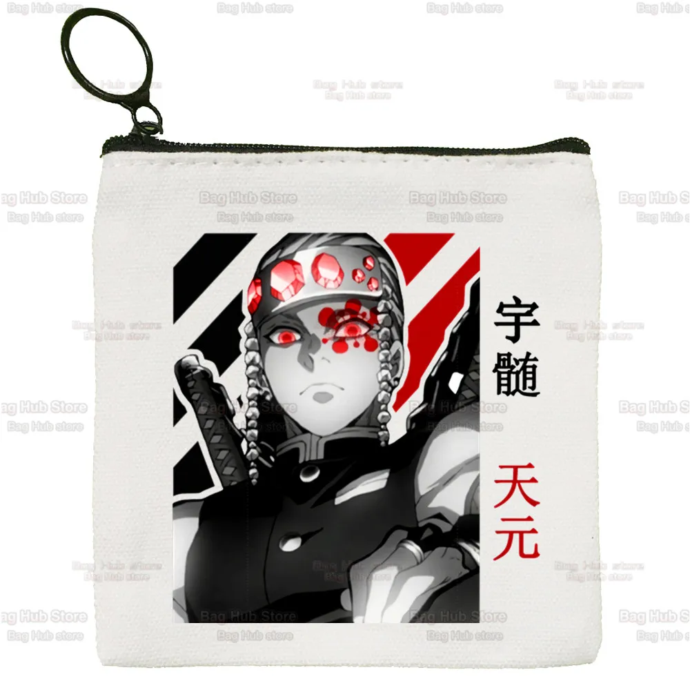 Tengen Uzui Canvas Card Demon Slayer Coin Purse Female Imetsu No Yaiba Anime Cute Simple Coin Mini Zipper Bag