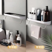new 2022 bathroom shelves organizer wall mount home towel shelf shampoo rack with towel bar storage rack bathroom accessories