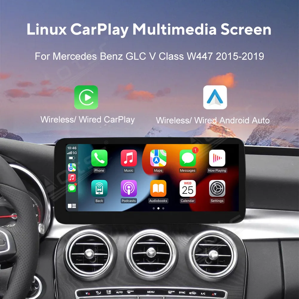 Экран Linux беспроводной Apple CarPlay Android Авто HiCar для Benz GLC V класс W447 2015 ~ 2019 обновление
