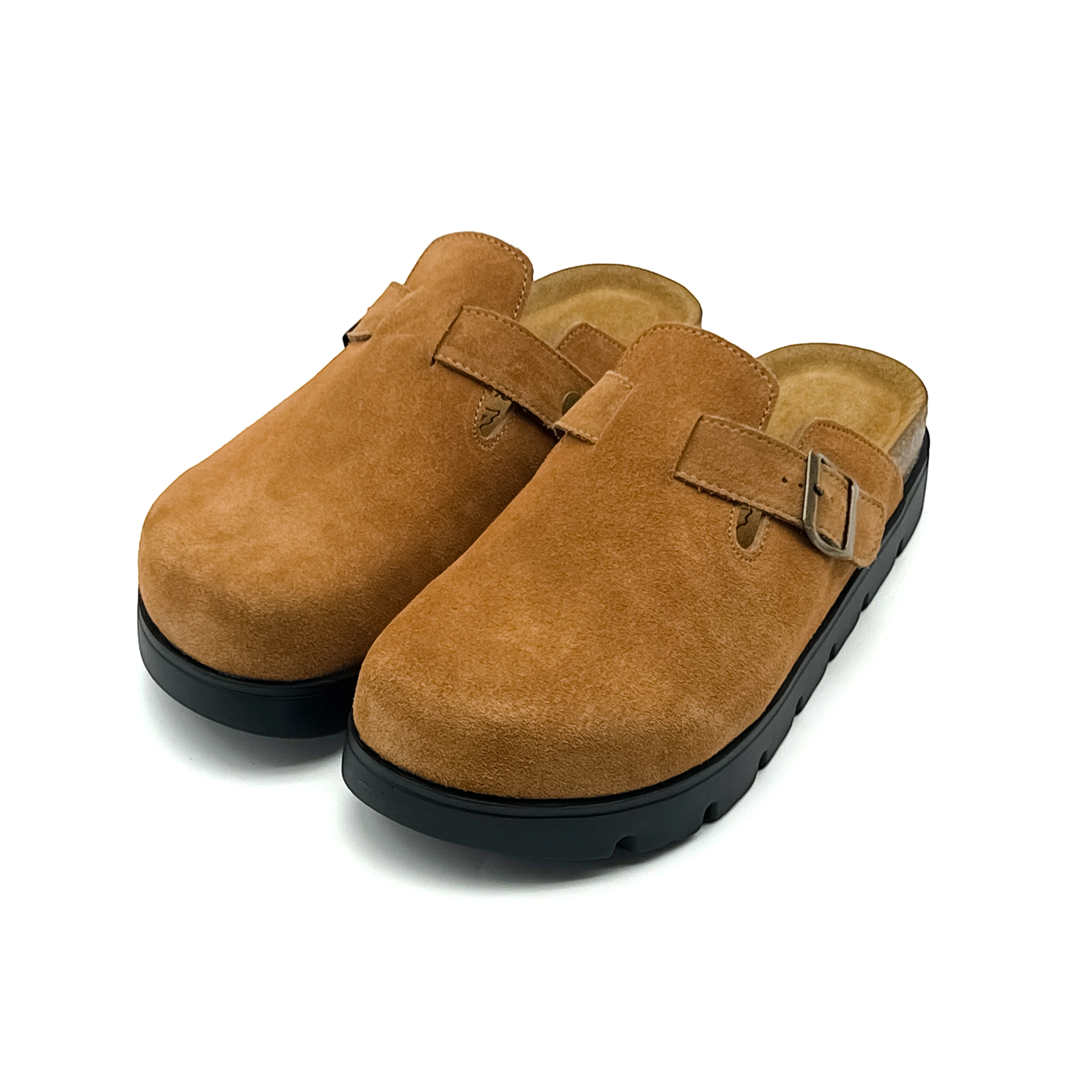 Фото Сабо Birken Chunky Platform Boston из замши с пробковой подошвой, регулируемой пряжкой и нескользящей подошвой для женщин и мужчин №1