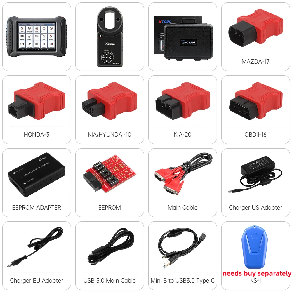 

XTOOL X100 PAD3 Auto Key Programmer OBD2 Car Diagnostic Tool Active Test Immobilizer With Kc100 KS01 KC501 free Update Online