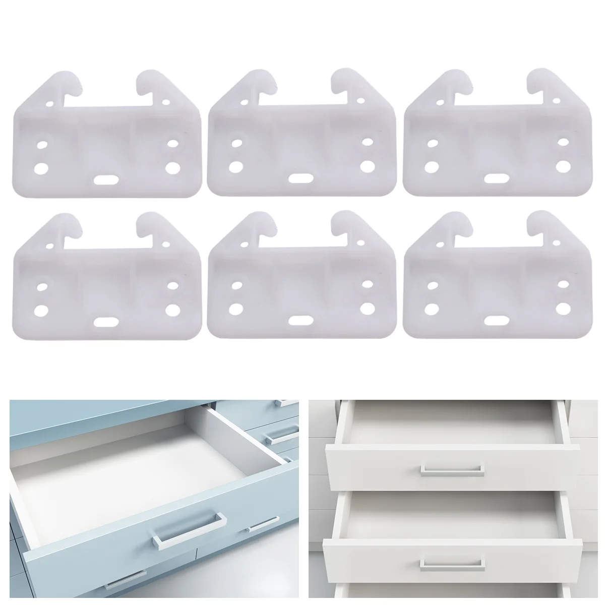 

100pcs Drawer Track Back Plate Drawer Glides Drawer Guide 7 Holes Drawer Track Guide Drawer Guide Bracket