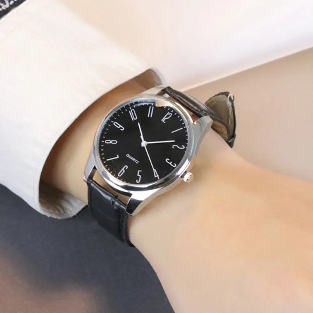 Mens Simple Business Watch Fashion Leather Analog Quartz Wrist Watch Top Brand Digital Watch For Men Reloj Deportivo Hombre images - 6