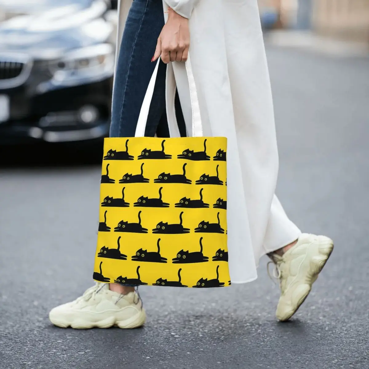 Black Cat Totes Canvas Handbag Women Canvas Shopping Bag
