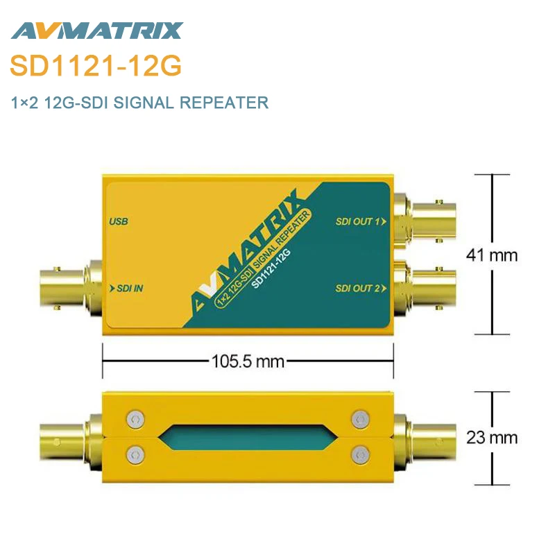 

AVMATRIX SD1121-12G 1×2 12G-SDI SIGNAL REPEATER Support DVB-ASI signal Automatically detects SD, HD, 3G, 6G and 12G-SDI