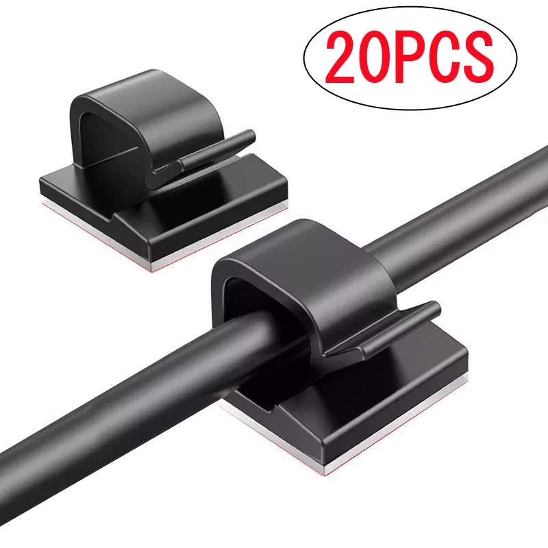 

10/20PCS Self-adhesive Desktop Cable Organizer Square Non-marking Wire Fixing Device Cable Clamp Clip For Office Home Management