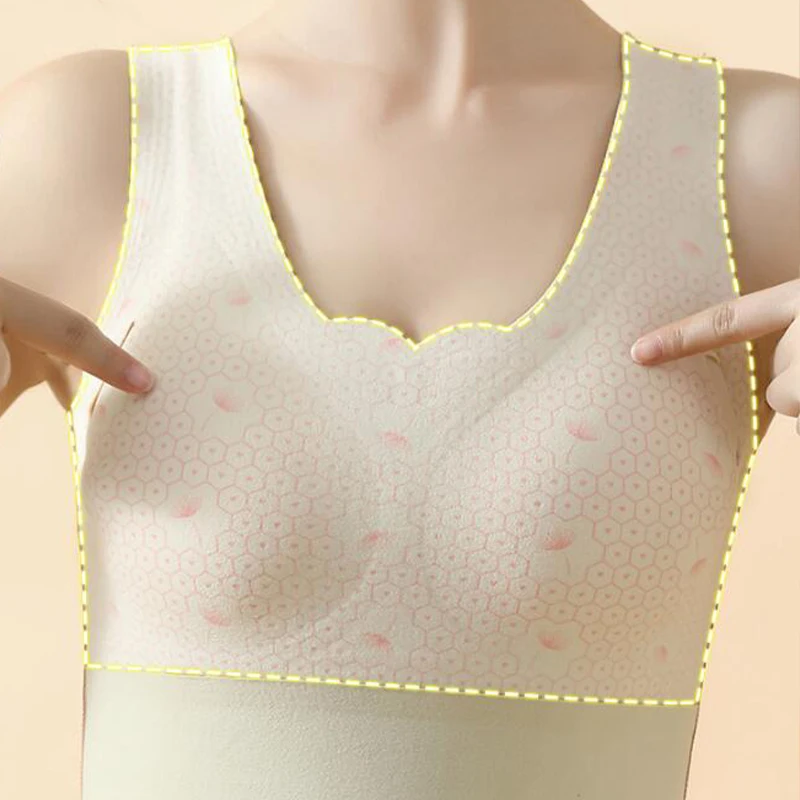 Fleece Seamless Slim Underwear Vest Thermal Camisole Vests with Bra Sleeveless Thermal Winter Vests for Women Cotton/polyester