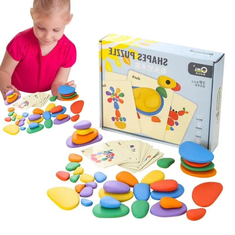 

Montessori Rainbow Pebbles Stack Toys Stacking Stones Toys Set Gradient Stacking Stone Balancing Game DIY Educational Kids Toys