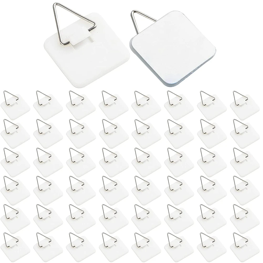

50PCS Plate Hangers for the Wall Plate Holder Hooks for Decorative Plates 1.3 Inch Sticky Invisible Adhesive