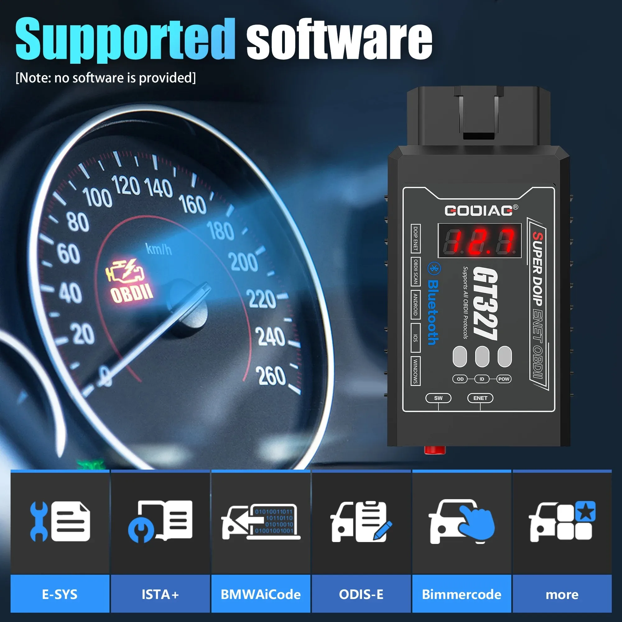 GODIAG GT327 SUPER DOIP ENET ELM327v1.5 Bluetooth 4.0 OBDII сканер с дисплеем напряжения для iOS/Android/Windows