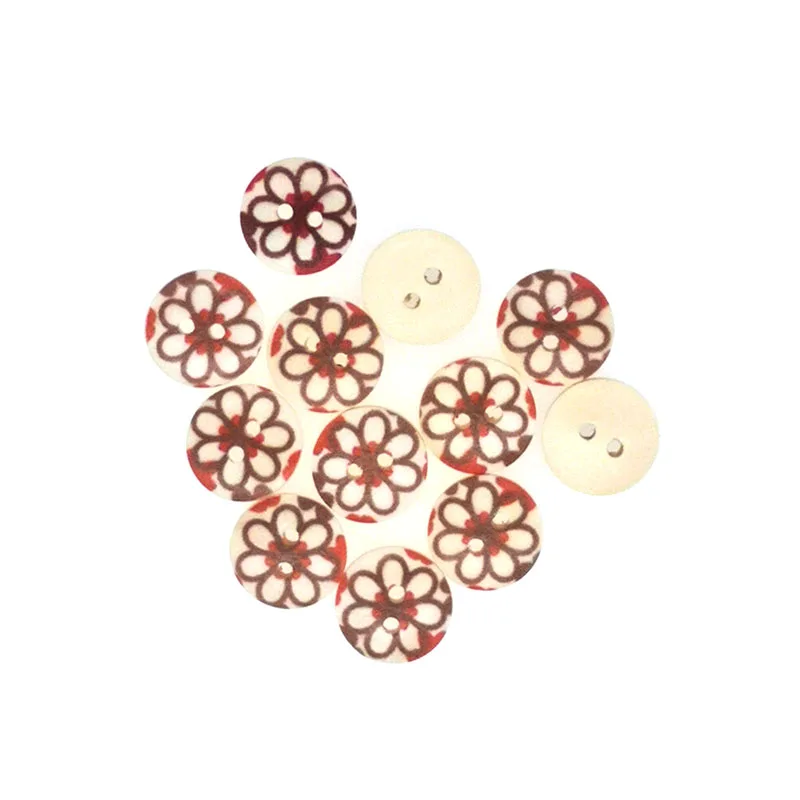 

15mm Wooden Buttons Scrapbook diy 2-Holes Flower buttons for clothing sewing accessories sewing supplies accesorio de costura