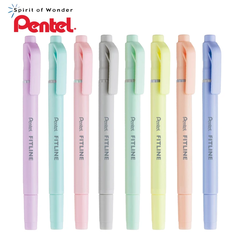 

8Ppc Japanese Pentel Highlighter Double-head Marker Pen Small Fresh Hand Account Stationery Macaron Series Soft-head Pen SLW11P