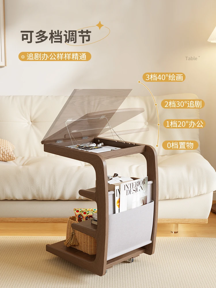 Скандинавский журнальный столик из цельного дерева для гостиной диван