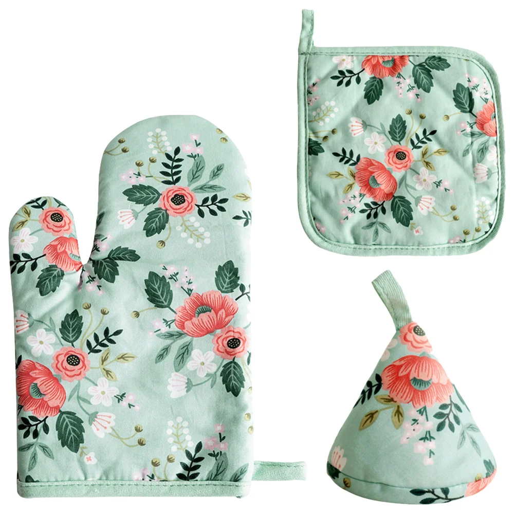 

Pot Oven Gloves Mitts Hot Kitchen Baking Protector Finger Holder Cooking Resistant Handle Heat Microwave Potholders Grilling