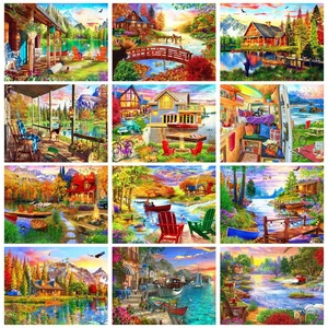 CHENISTORY Modern Painting By Numbers Handmade Pictures By Numbers Landscape Number Painting Home Decor Gift On Canvas