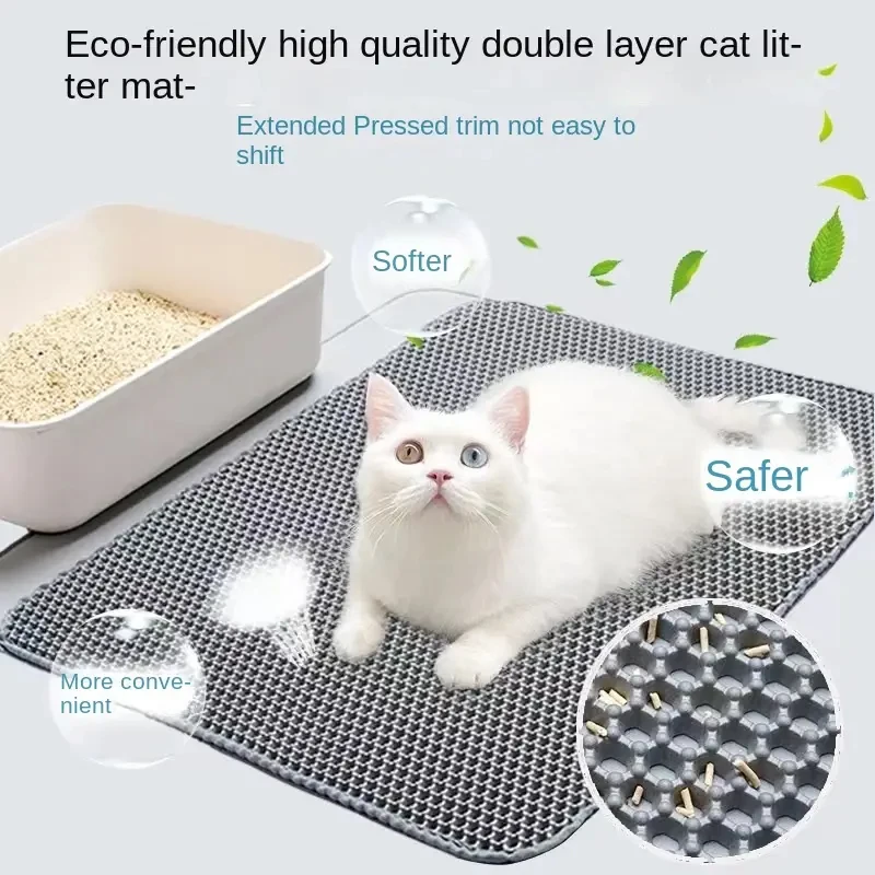 

Waterproof Pet Cat Litter Mat EVA Double Layer Cat Litter Trapping Pet Litter Box Mat Clean Pad Products For Cats Accessories