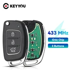 Пульт дистанционного управления KEYYOU, 3 кнопки, 433 МГц, с чипом ID46, TOY40, Автомобильный ключ для Hyundai New IX35 IX25 IX45 Elantra Santa Fe Sonata