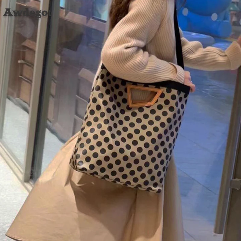 

Repeat Dot Printed Handbag for Women 2022 Trend Designer Shoulder Bag Female Daily Work Hand Case Lady Large Capacity Tote Purse