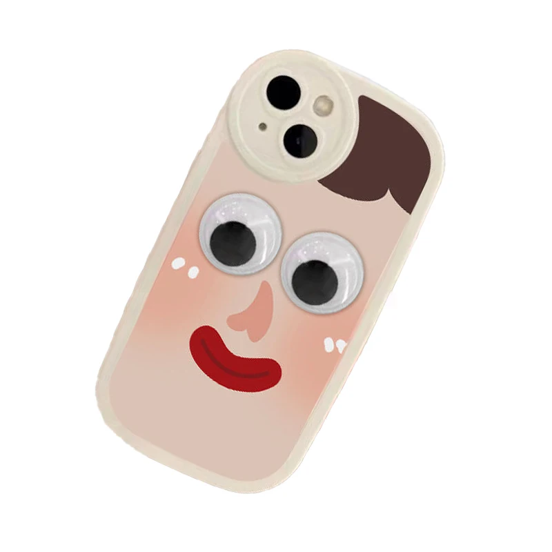 

Moving Eyes Cute Phone Case For Iphone 13 11 12 Pro X Xr Xs Max Se 2020 6 6S 7 8 Plus Shockproof Soft Silicon Cover Shell