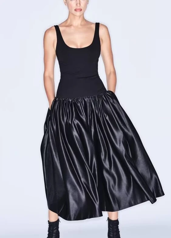 

Fashion Casual Patchwork Slim Dress Woman Sleeveless Slash Neck Sexy Dresses Street Style Simple Cozy Autumn Winter Vestidos