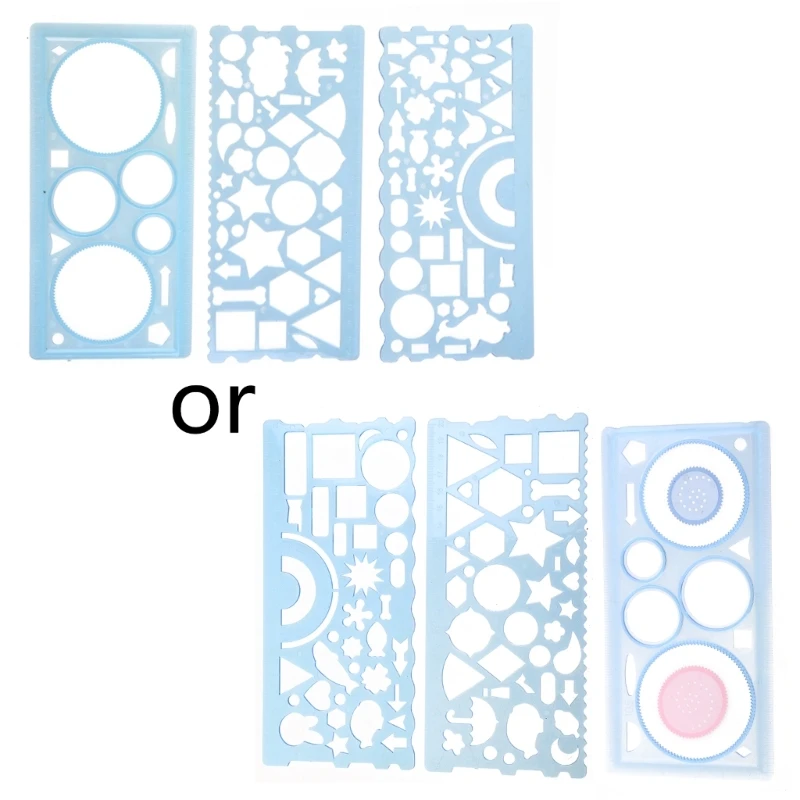 

3Pcs Hollow-out Templates Rulers Drafting Tool for Boy Girl School Dropship