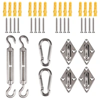 sun shade sail canopy accessory 24pcsset 304 stainless steel hardware kit turnbuckle pad eye carabiner clip hook screws silver