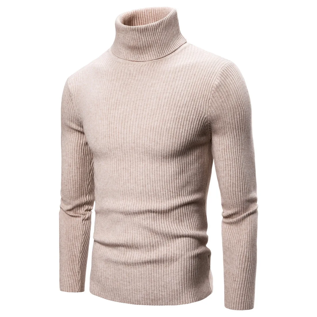 New Streetwear Men's Winter Warm Cotton High Neck Pullover Jumper Sweater