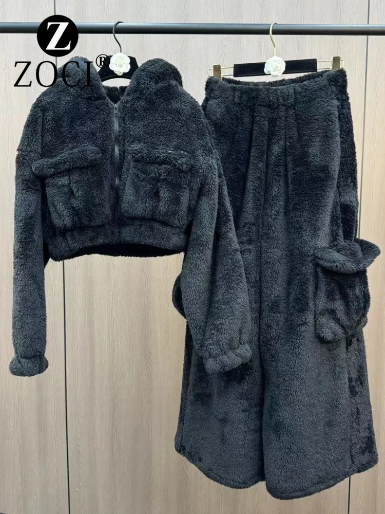 [ZOCI] Новая зимняя плюшевая куртка с капюшоном и длинными рукавами карманами