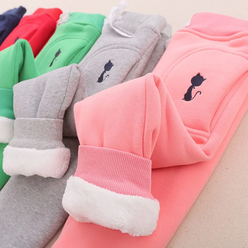 

Henzworld Girls Pencil Pants Winter Thick Velvet Pants Stretch Waist Kids Pants Warm Children Trousers Baby Girls Thicken Pants