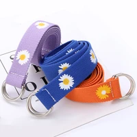summer jeans casual belts for women white elastic womens blue belt leather canvas flower pattern knitted 2022 fashion clothes