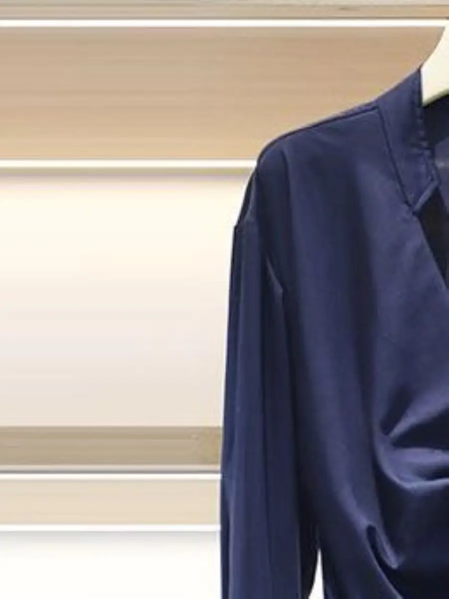 

Women's Pleated Solid Color V-Neck Long Sleeve Office Lady Mini Dress