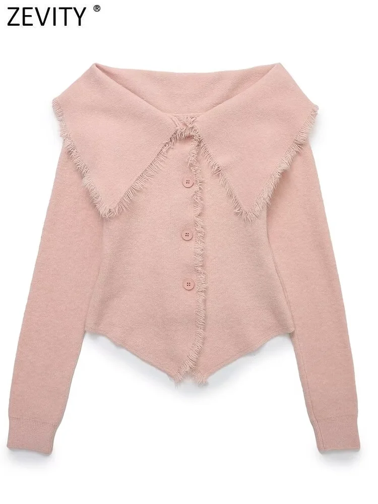 Zevity женский модный нерегулярный вязаный свитер с кисточками и отложным