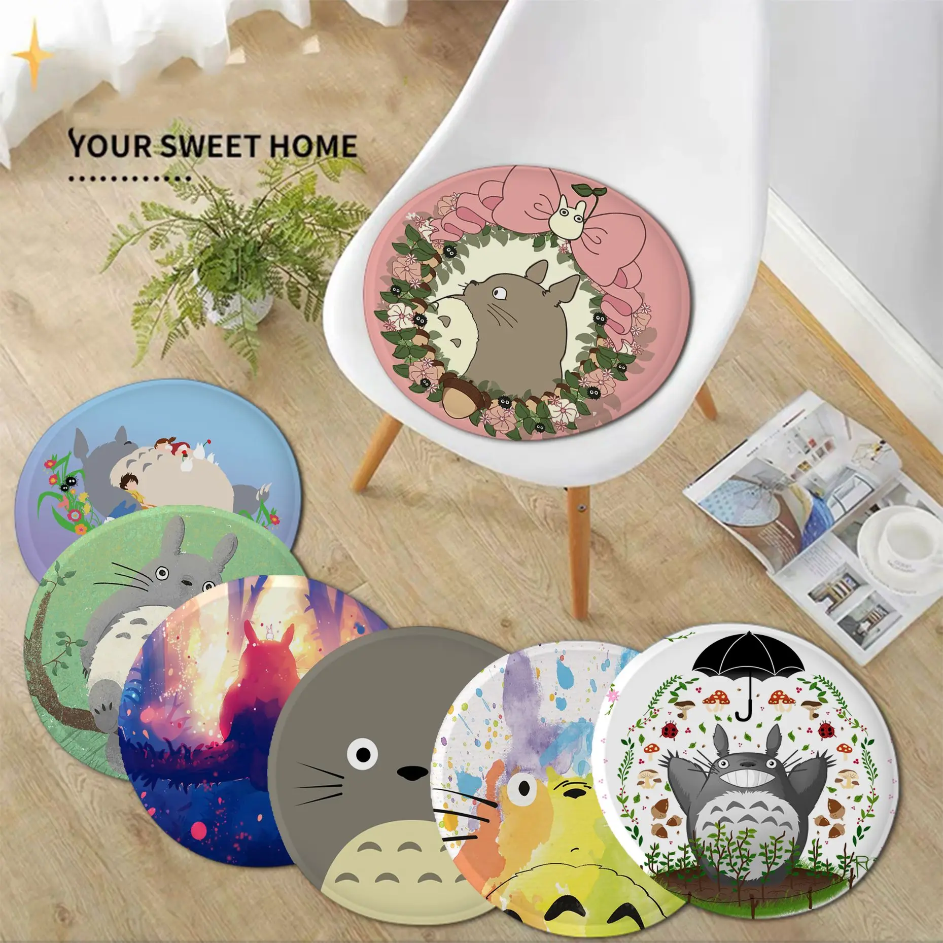 

Totoro Studio Ghibli Nordic Printing Plush Cushion Home Back Cushion Soft Comfortable 50x50cm Seat Mat