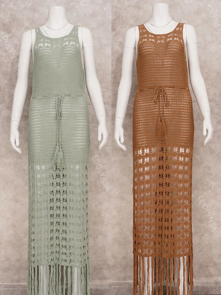 Зеленая вязаная крючком Туника бикини накидки сексуальное ажурное Сетчатое