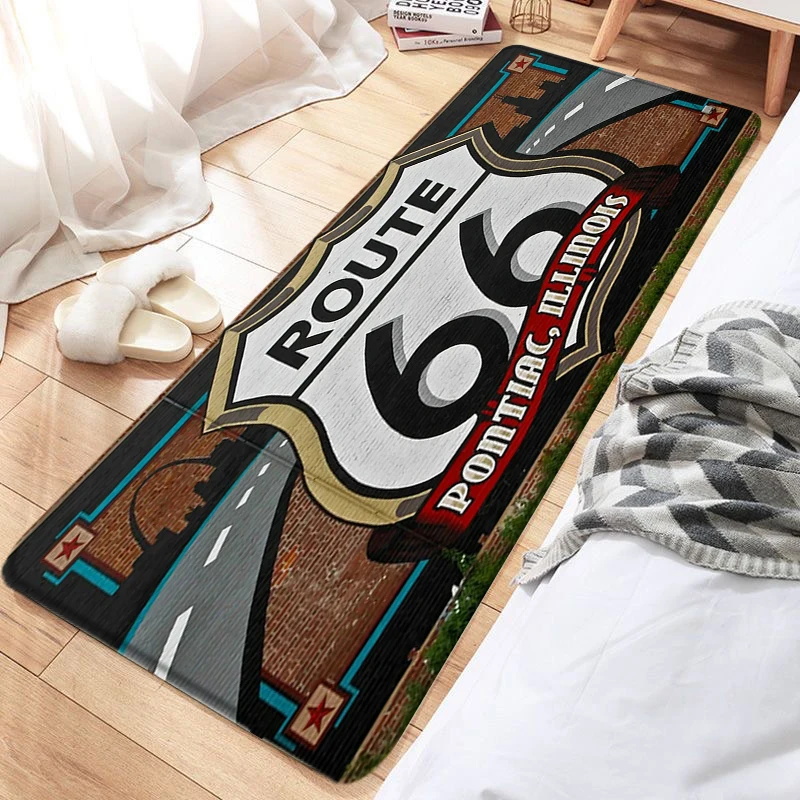 

Living Room Carpet Route 66 Funny Floor Mat Doormats Pet Rug Bathroom Mat Kitchen Hallway Foot Rugs Home Decor Birthday Gift