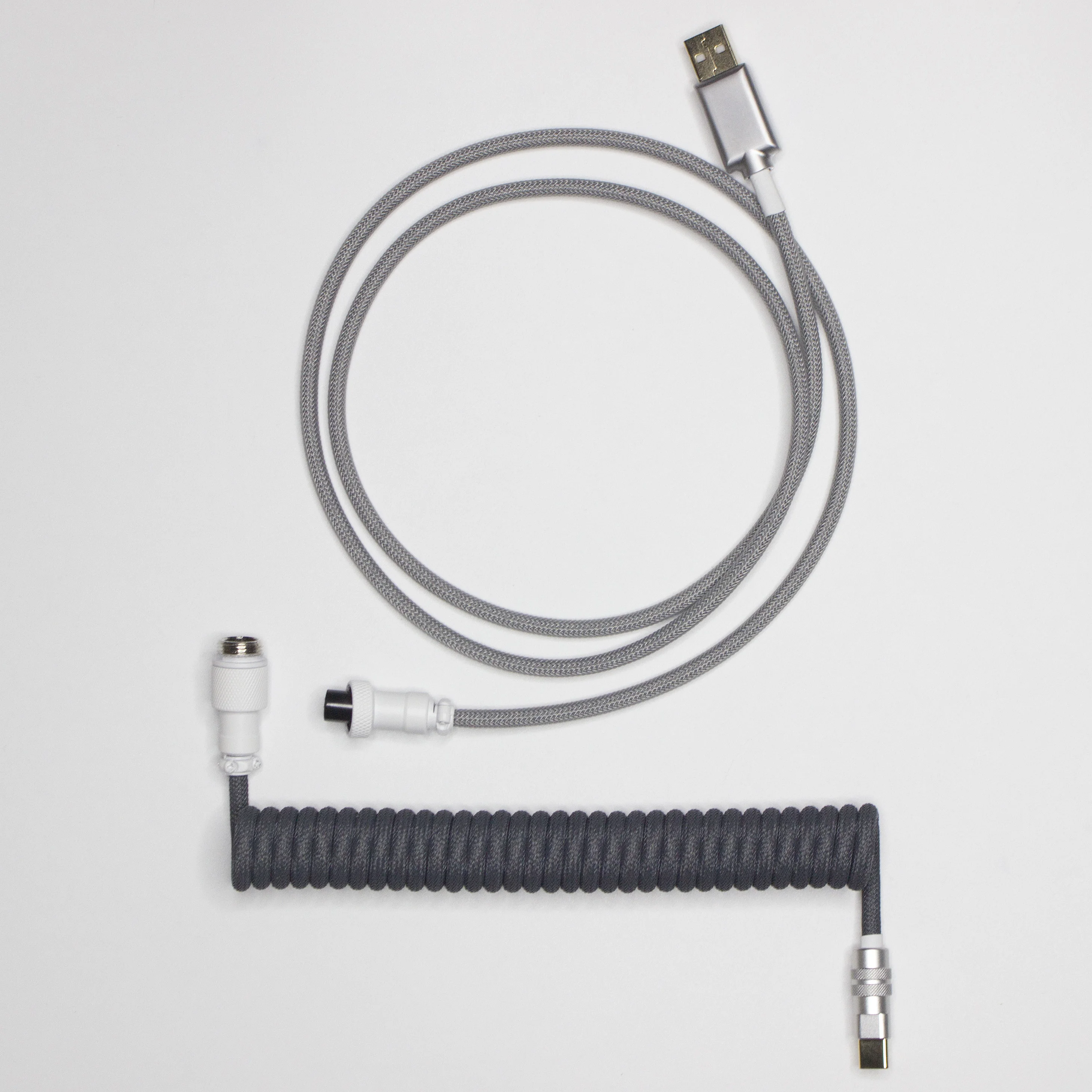 Fancy Customized Keyboard Cable Spiral Air Plug Braided Cable Two-section Type-c Suitable For Mechanical Keyboards