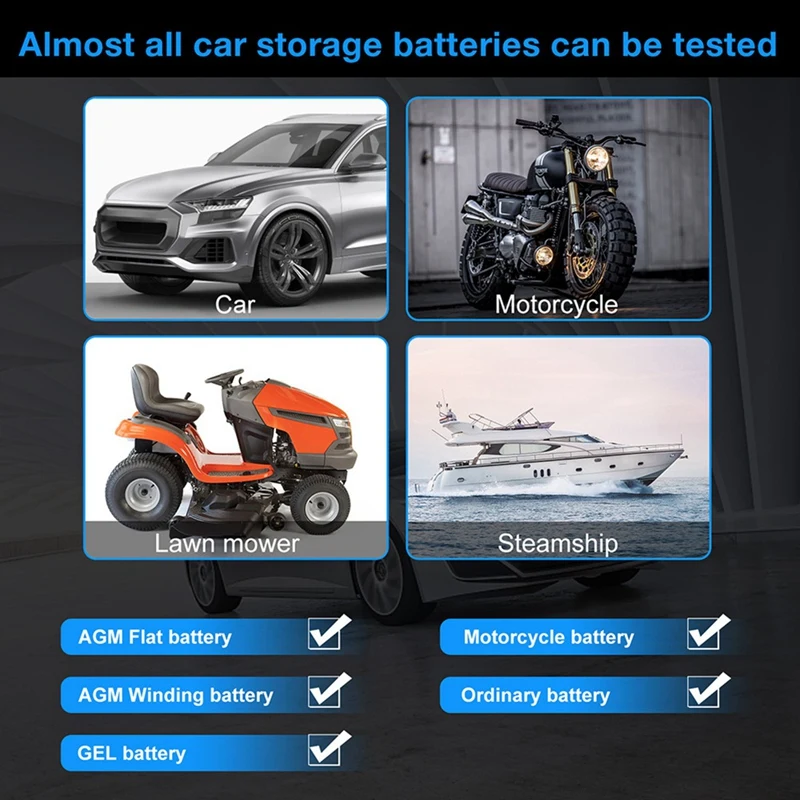 BK100 Bluetooth Автомобильный мотоциклетный тестер аккумулятора от 100 до 2000 12 В