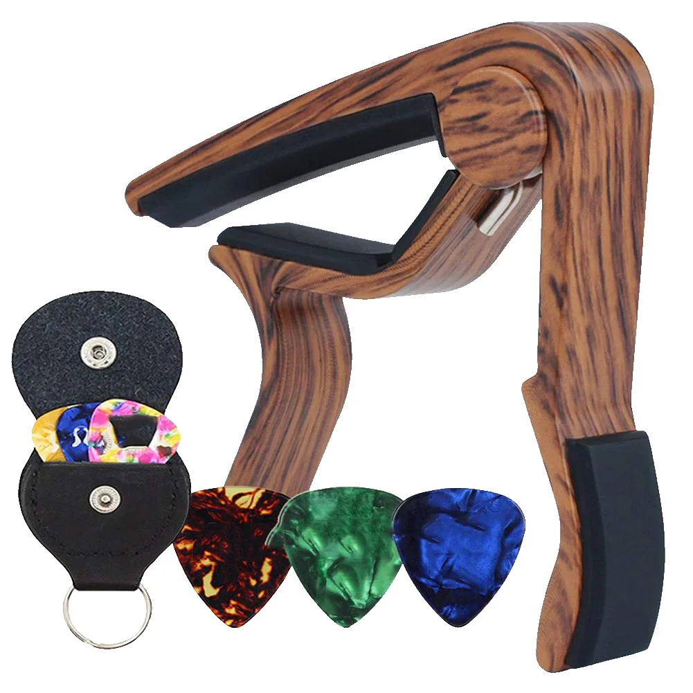 

String Instrument Ukulele With Picks Home Wood Grain Guitar Capo Quick Release Banjo For Acoustic Electric Guitars Mandolin