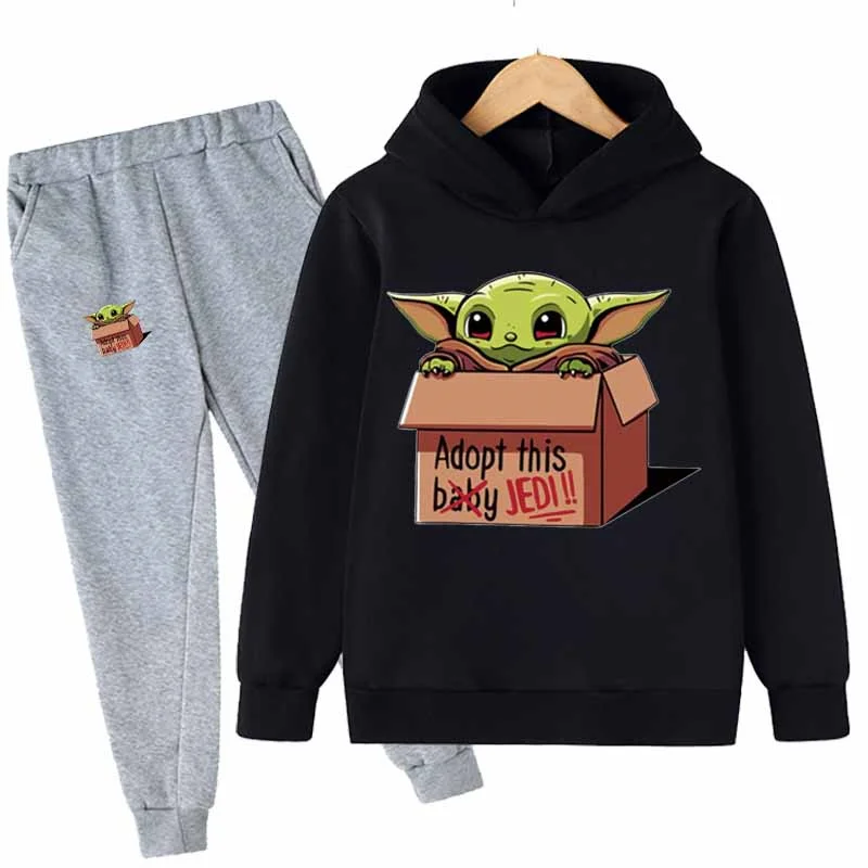 

Толстовки Yoda, комплект из 2 предметов, комплекты одежды для маленьких девочек, осенняя одежда, детский спортивный костюм для мальчиков и девочек, детская одежда от 3 до 16 лет
