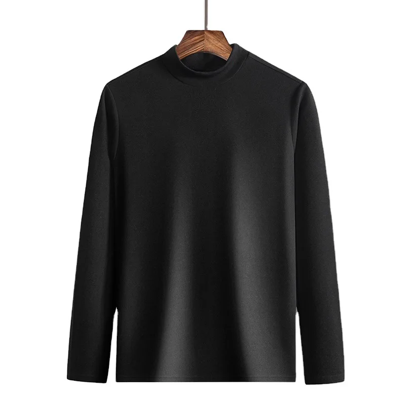 Бренд Birdtree натуральная смесь шелка макет шеи футболка для мужчин с длинным