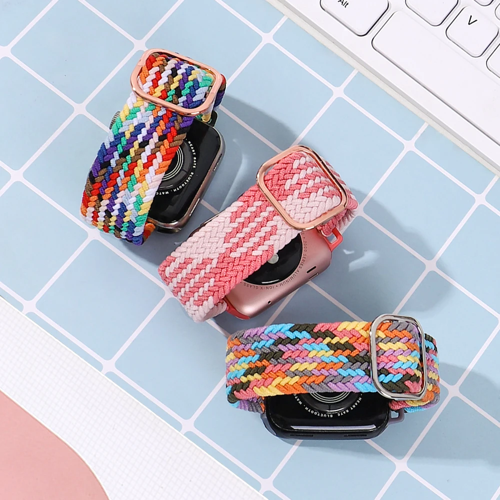 Braided SOLO LOOP Strap For Apple watch band  40mm 38mm 42mm 44 mm Nylon bracelet correa iWatch serie 3 4 5 SE 6 7 8 45mm 41mm