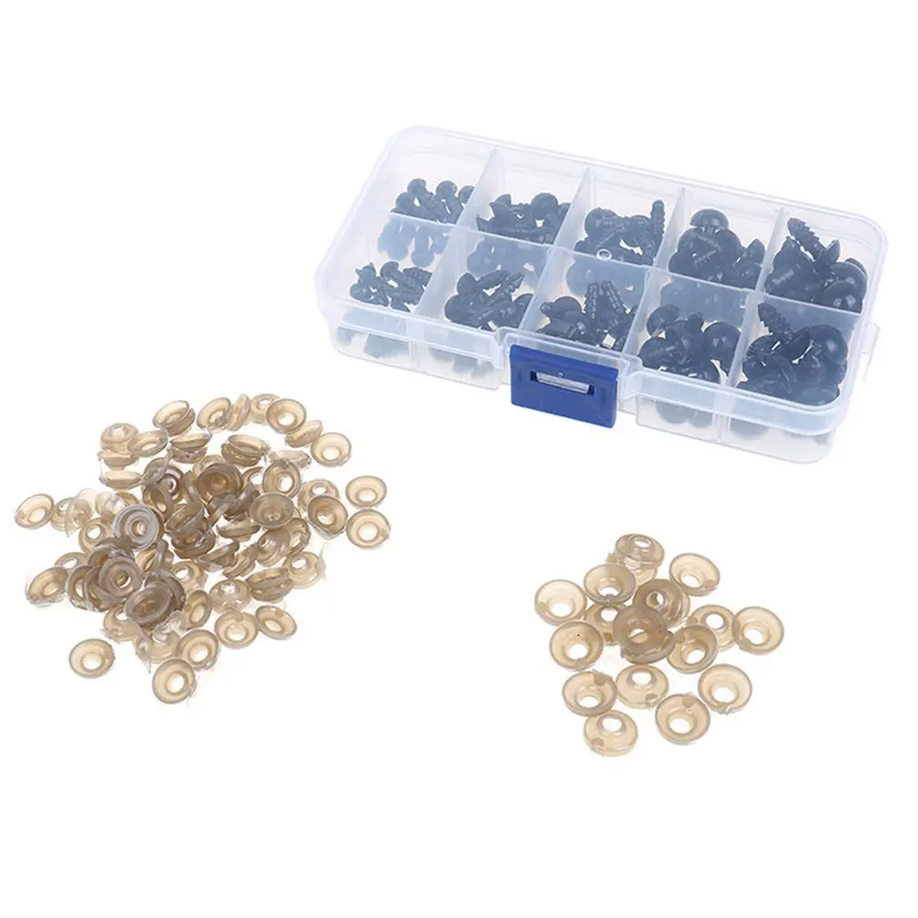 

100 Pcs Plastic Eyes 6mm 8mm 9mm 10mm 12mm Black Plastic Safety Eyes For Teddy Bear Doll Animal Soft Toy Making