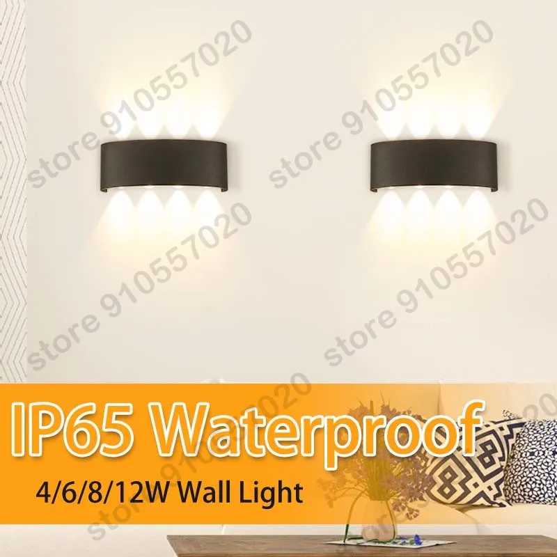 

LED Wall Lamp 6w 8w 12w IP65 Waterproof Wall Light Lamps Aluminum AC 86-265 Indoor Lighting For Home Bedroom Living Room Decor