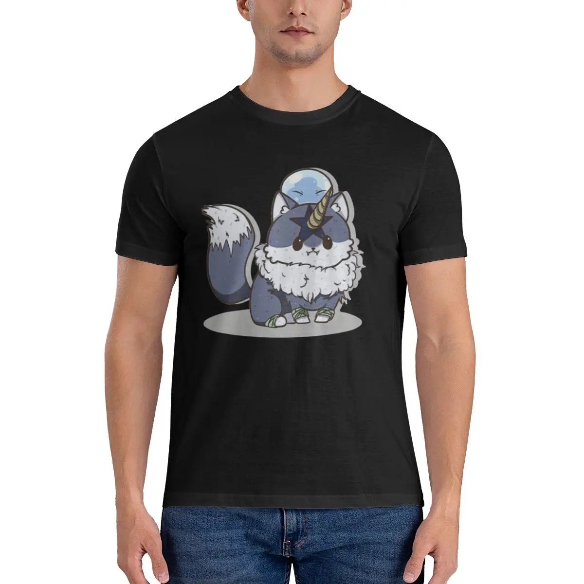 Забавная мужская футболка с наклейками Rengar And Rimuru топы принтом свободного и