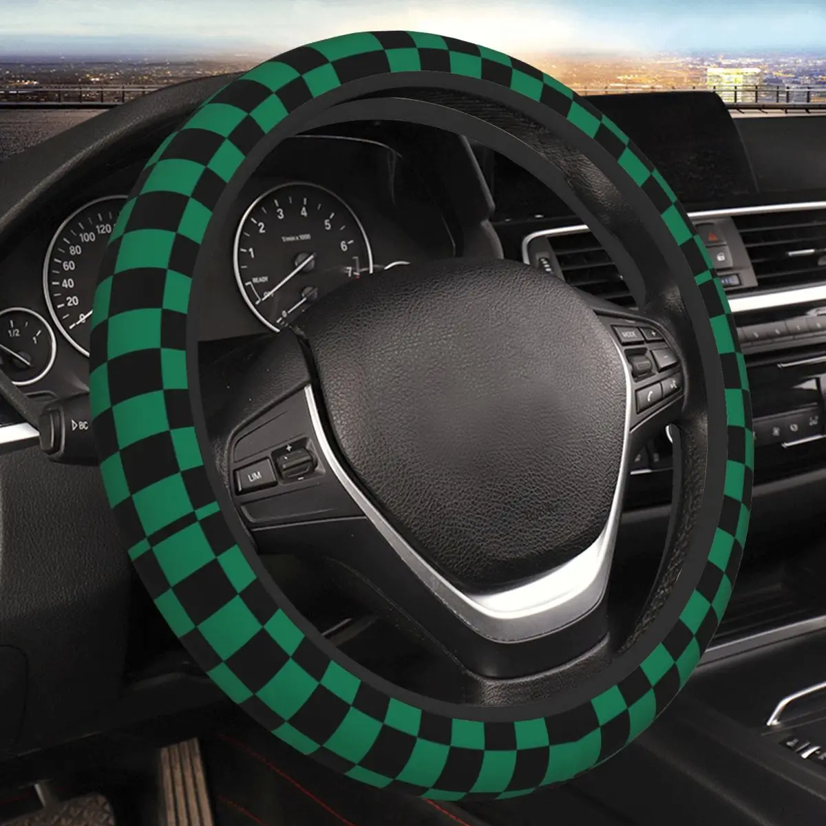 

Demon Slayer Tanjirou Pattern Thickening Car Steering Wheel Cover 38cm Universal Suitable Car-styling Car Accessories